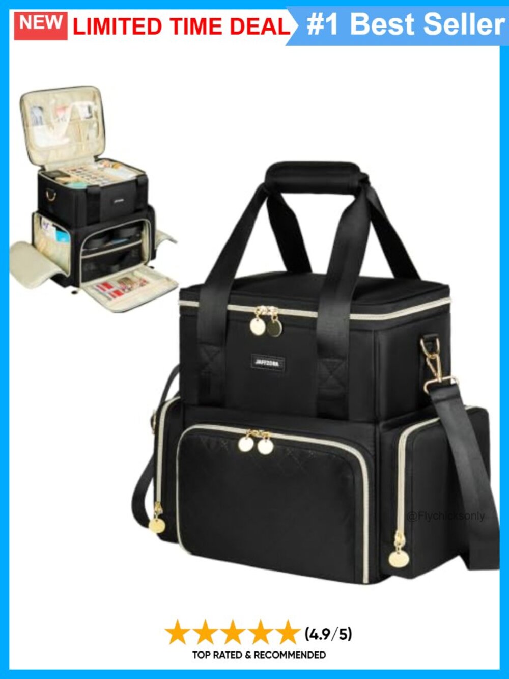 Extra Large Makeup Bag with 3 Removable Cases Waterproof Polyester Travel